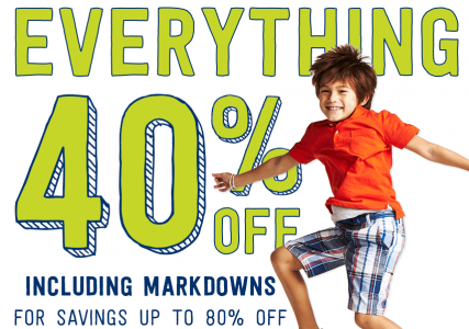 Everything 40% off at Crazy 8 (Save up to 80% off!)