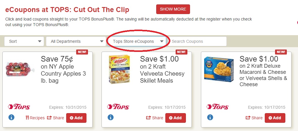 tops store coupons