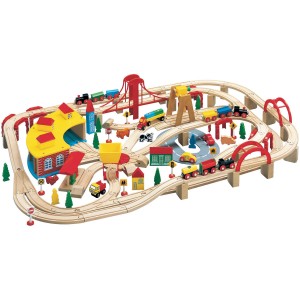 Wooden Train Play Set, 145-Piece