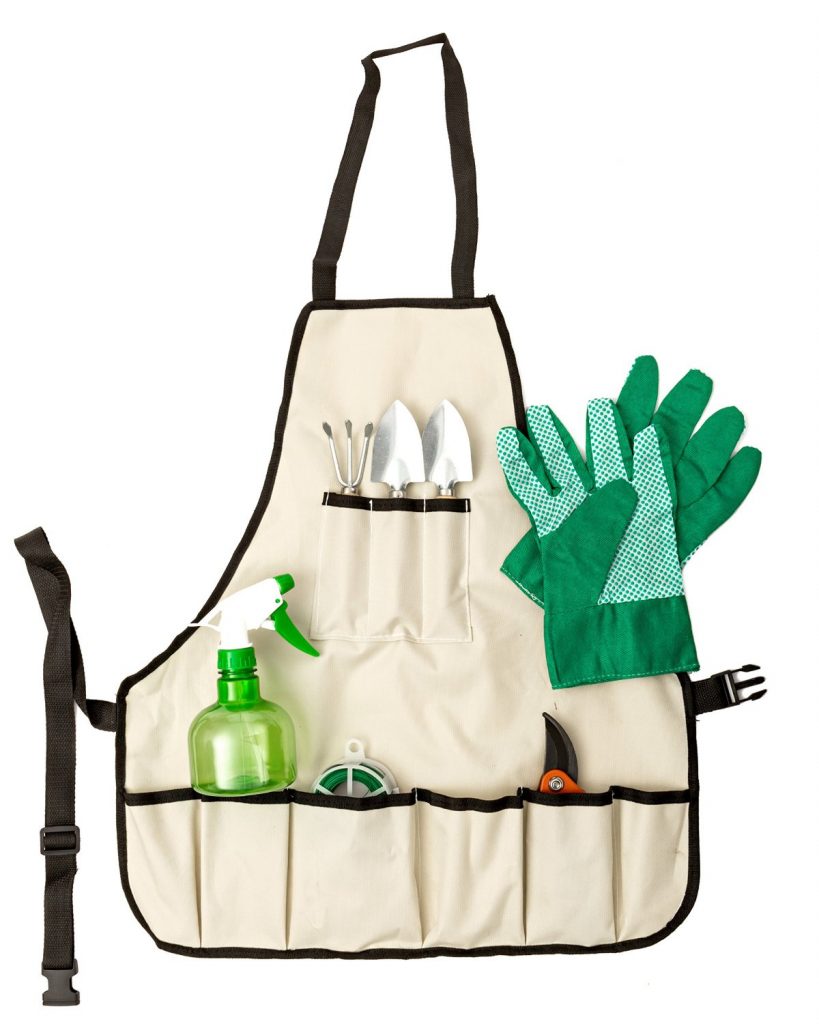 Gardening Apron with complete and Portable Eight Piece Garden Tool Set