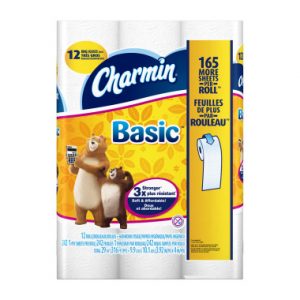 Grab Charmin Basic Bath Tissue Big Squeeze Rolls 12 pk for Only $0.95!!