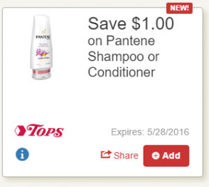 New Tops Store E-Coupon for $1.00/1 Pantene Shampoo or Conditioner