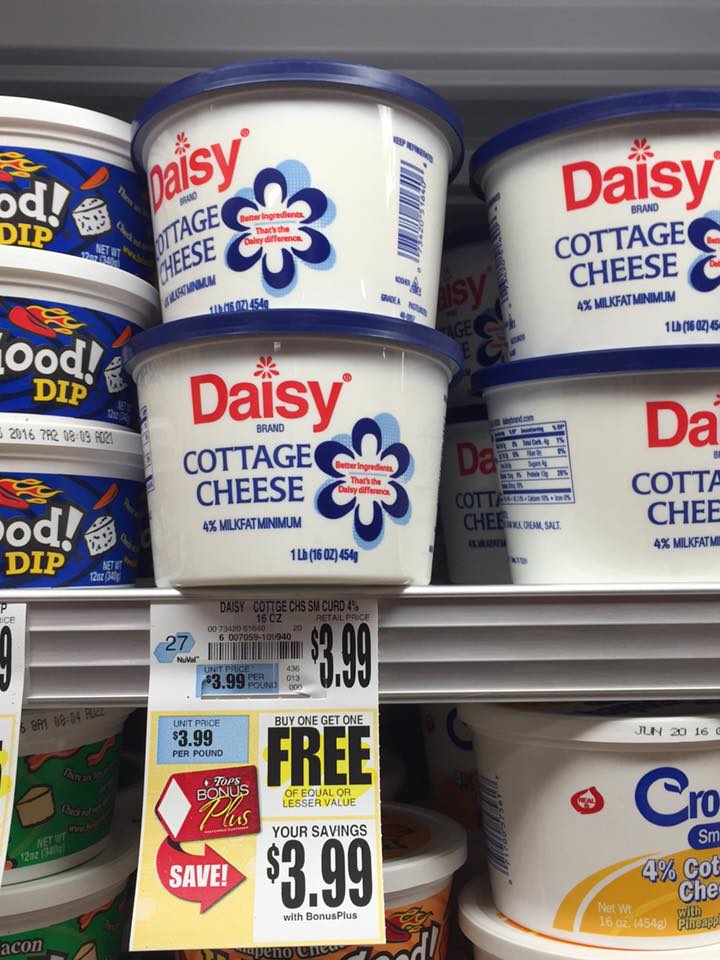 Daisy Cottage Cheese, 16 oz - BOGO $3.99 at Tops Markets
