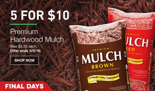 Premium Hardwood Mulch Only $2.00 a bag at Lowe's (Ends 5/2)