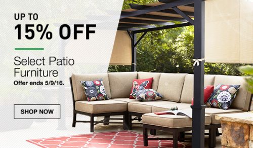 Save 15% off select Patio Furniture at Lowe's (5/9/16 Only)