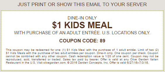 kids meal $1