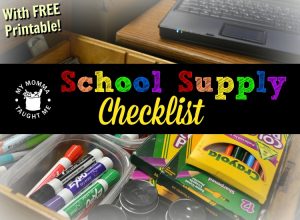 School Supply Check list
