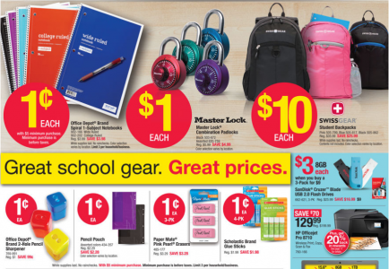 Office Depot/Office Max School Supplies Only $0.01; Notebooks, Erasers, Glue Sticks and more!