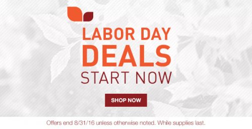 Lowe's Labor Day Deals through 8/31/16