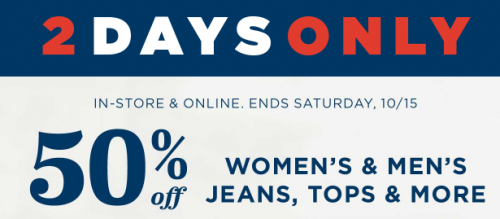 Save 50% on Men & Women's Clothes at Old Navy