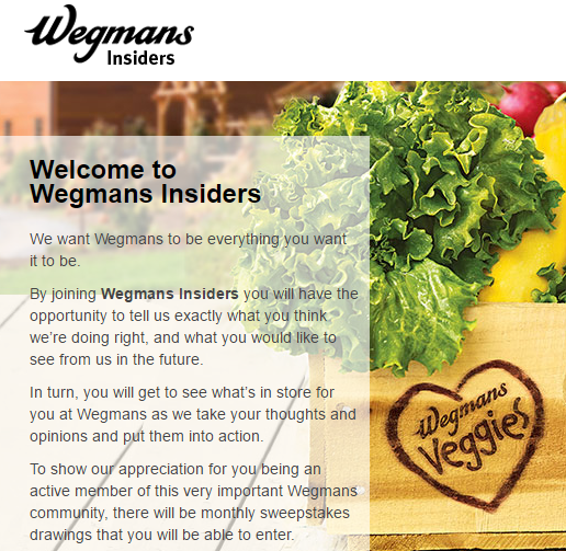 Sign Up for Wegmans Insider Club! 