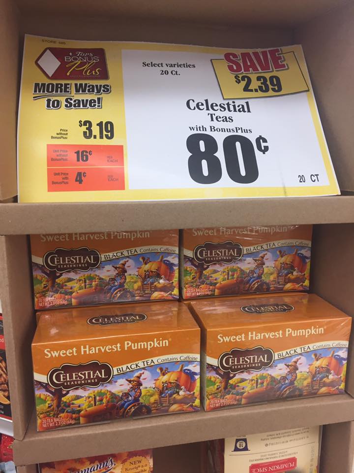 Celestial Pumpkin Spice Tea $0 80 Sale At Tops Markets