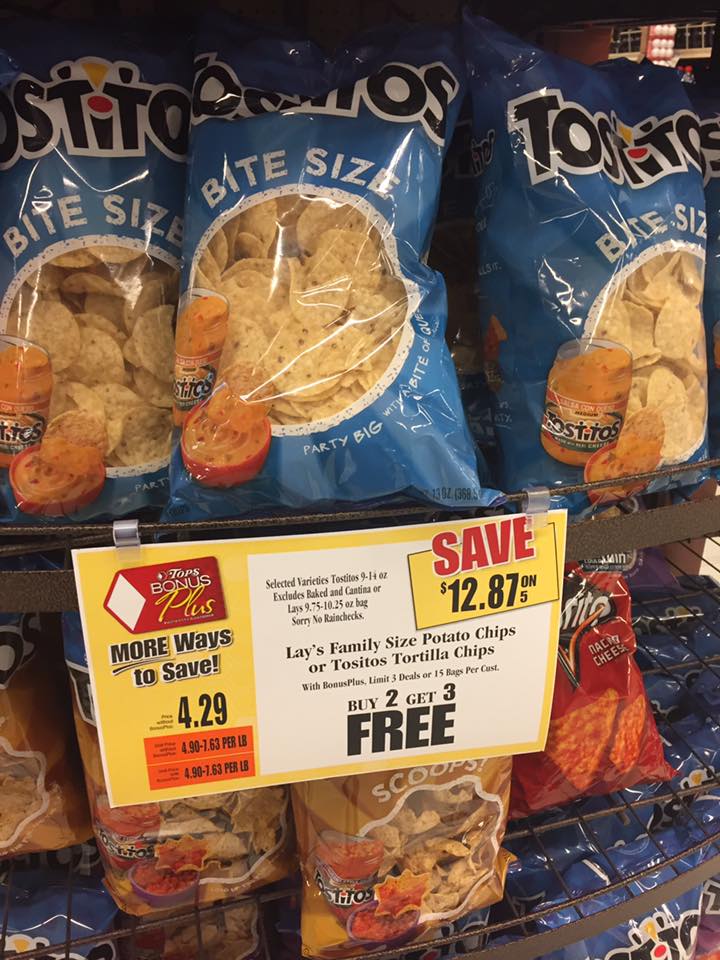 Lays And Tostitos Chips Buy 2 Get 3 Free Sale At Tops Markets