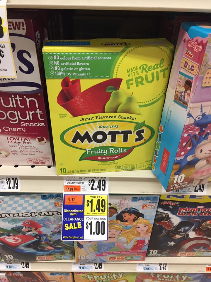 Motts Fruit Snacks Clearanced At Tops Markets