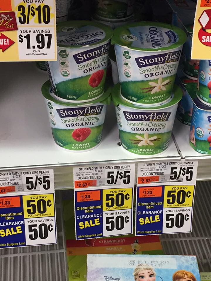 Stonyfield Cups Clearanced Sale At Tops Markets