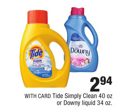 Tide Simply Clean 40 Oz Or Downy Liquid 34 Oz Cvs