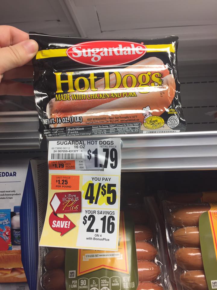 Sugardale Hot Dogs At Tops Markets