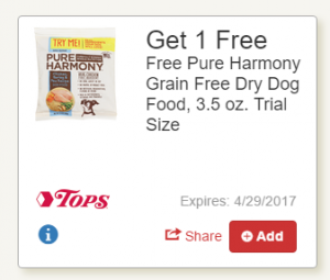 Free Pure Harmony Grain Free Dry Dog Food At Tops Markets