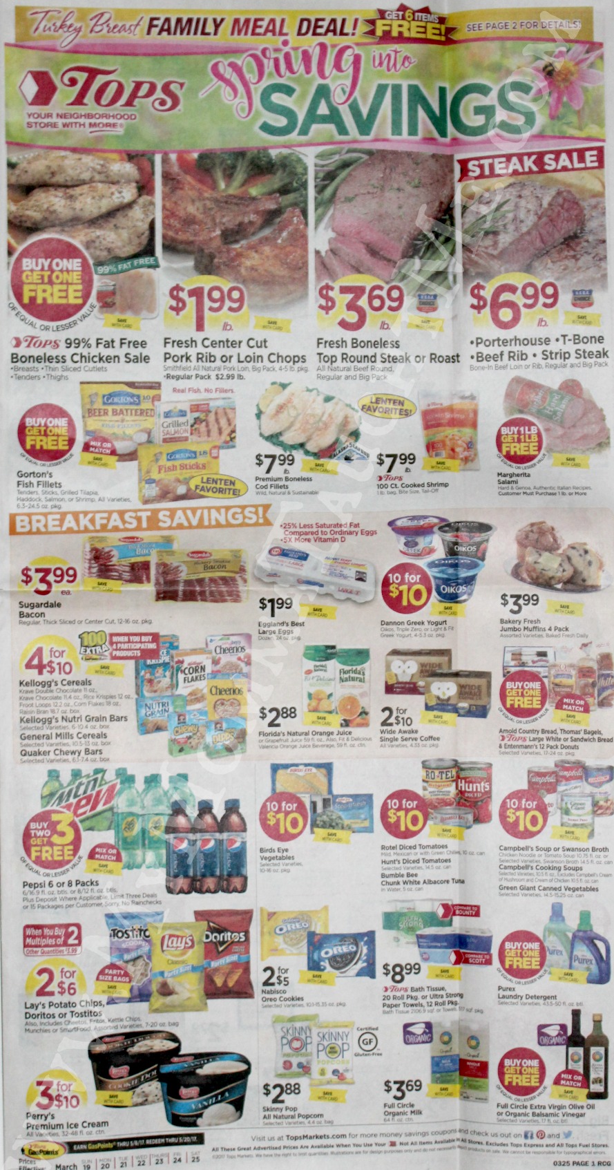 Tops Markets Ad Scan Week Of 3 19 17 To 3 25 17 Page 1