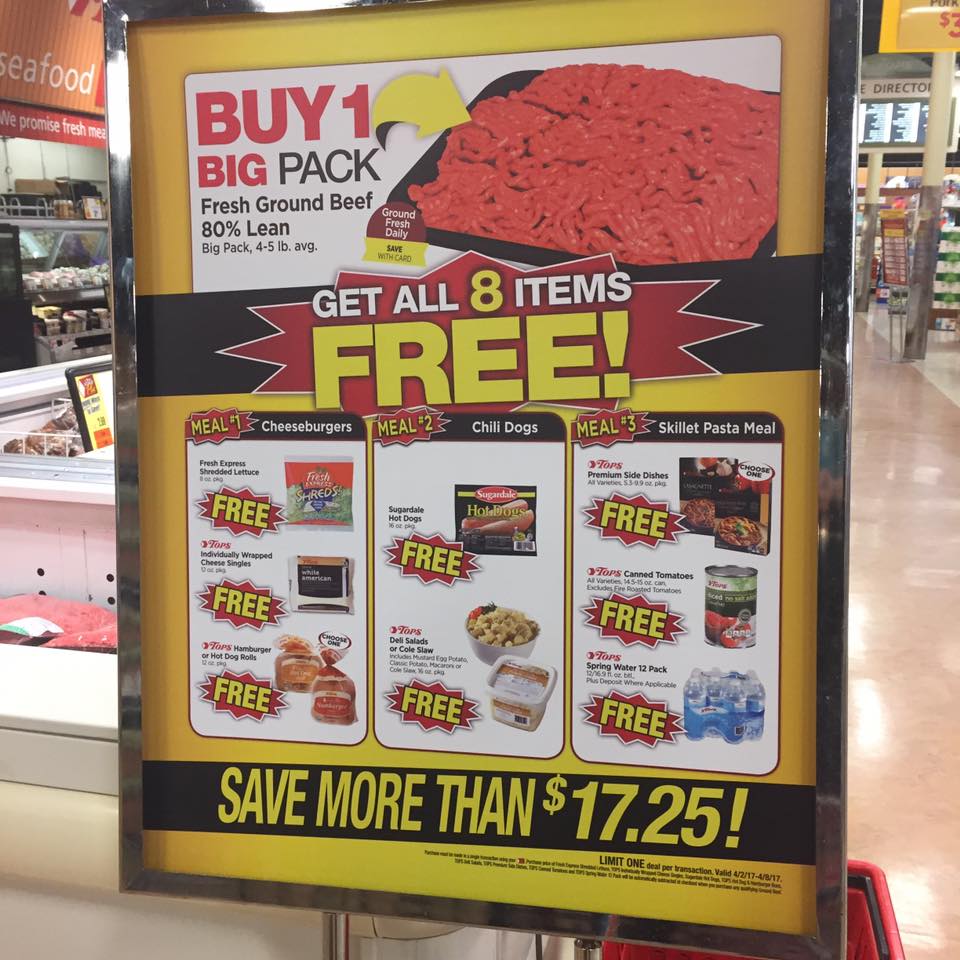 Tops Beef Meal Deal Price Comparison