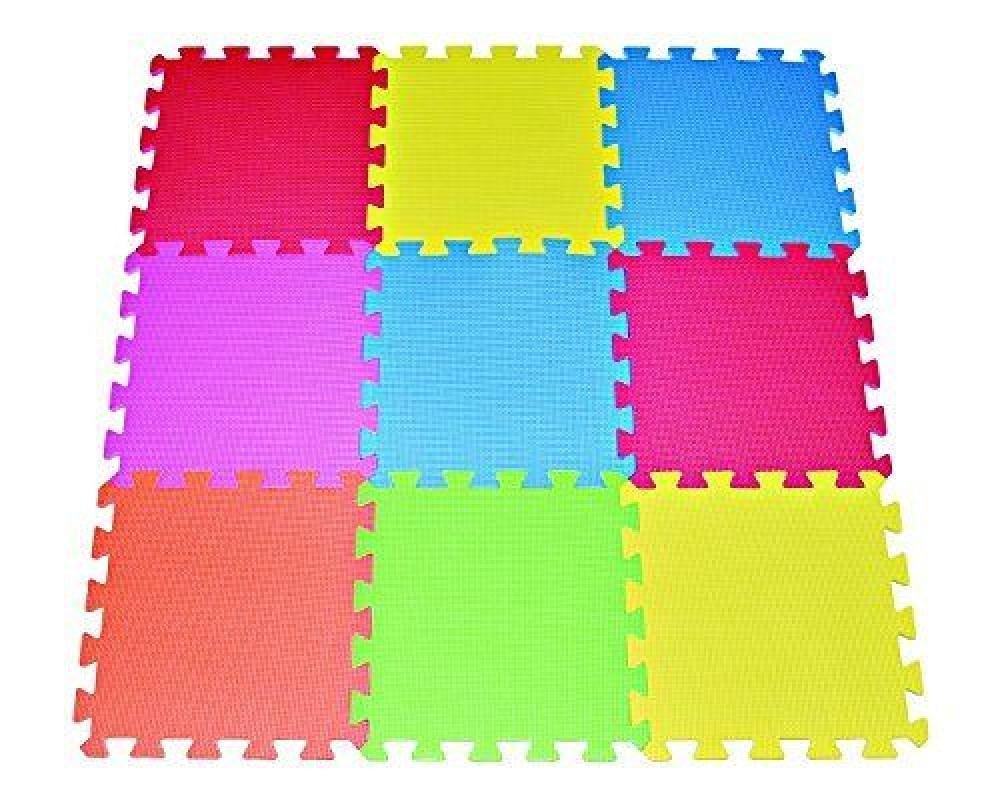 Floor Mat 9 Tile Multi Color Exercise Mat Solid Foam EVA Playmat Kids Safety