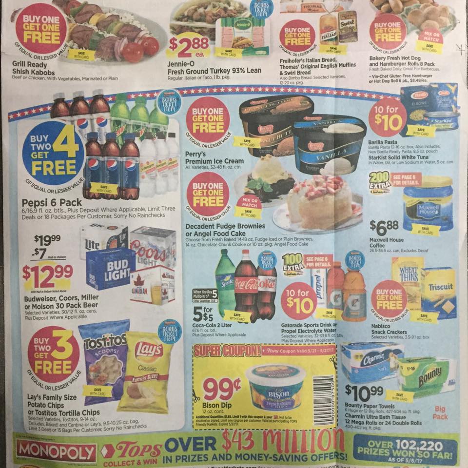 Tops Markets Ad Scan Week Of 5 21 17 To 5 27 17 Page 1b