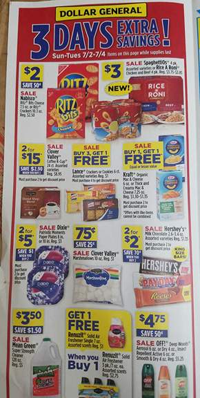Dollar General Ad Scan Week Of 7 2 3 Day Sale