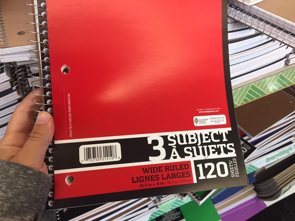 3 Subject Notebook At The Dollar Tree