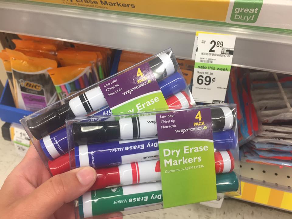Dry Erase Markers $) 69 For A 4 Pk At Walgreens