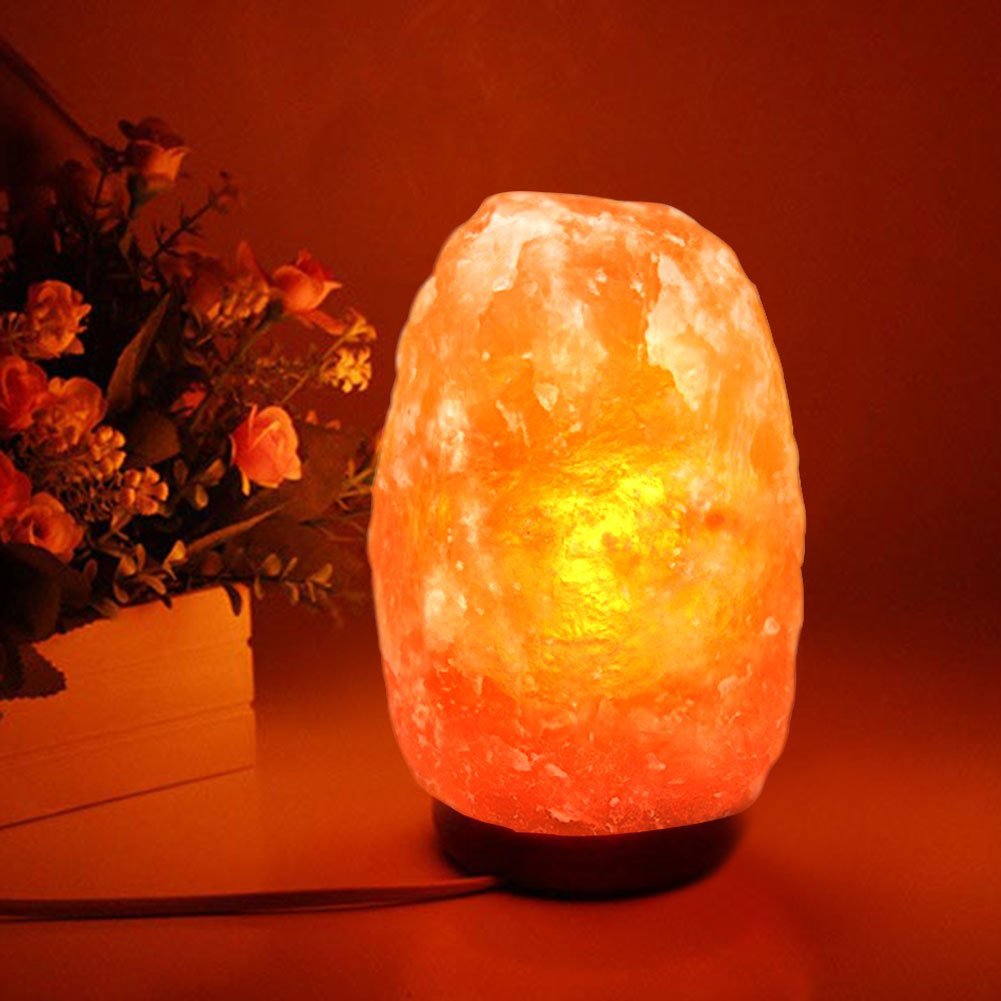 Natural Himalayan Glow Crystal Salt Lamp With Wood Base