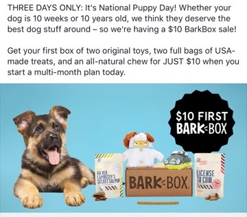 National Puppy Day Bark Box Special Offer