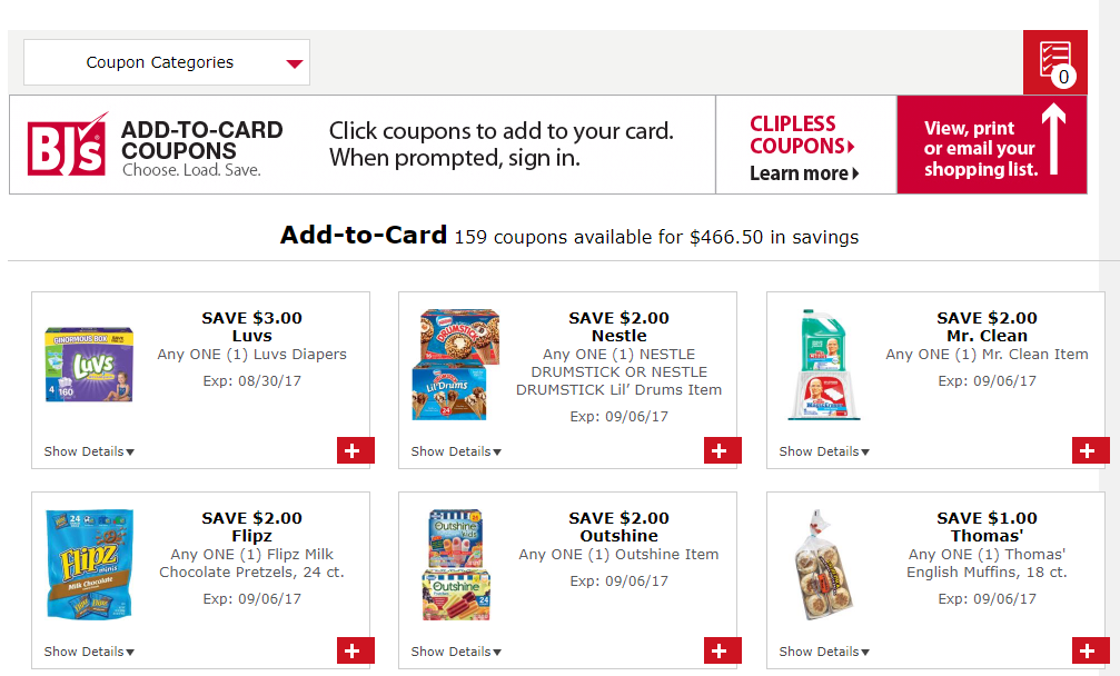 BJ's Add Coupons To Card