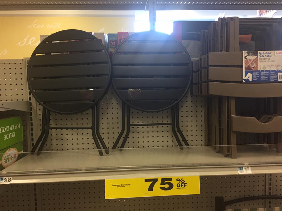 Rite Aid Summer Clearance 75% Off Tables