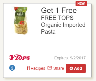 Score FREE Tops Organic Pasta With E Coupon