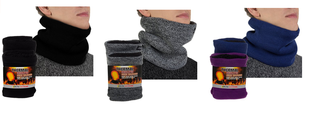 2 Pack Arctic Extreme Thick Heat Trapping Thermal Insulated Fleece Lined Neck Warmers