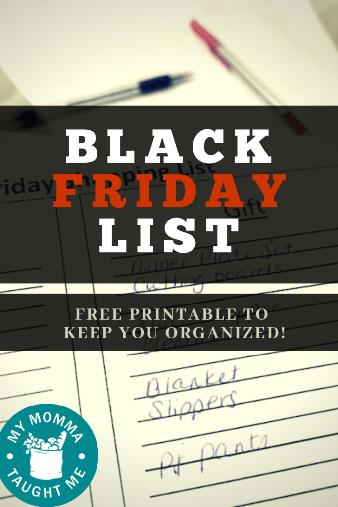 Black Friday Free Printable Shopping List To Keep You Organized!