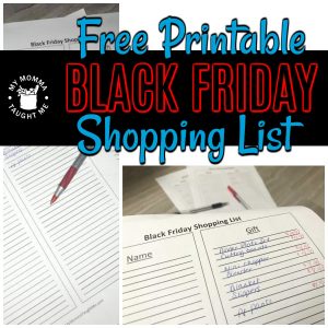 Free Printable Black Friday Shopping List
