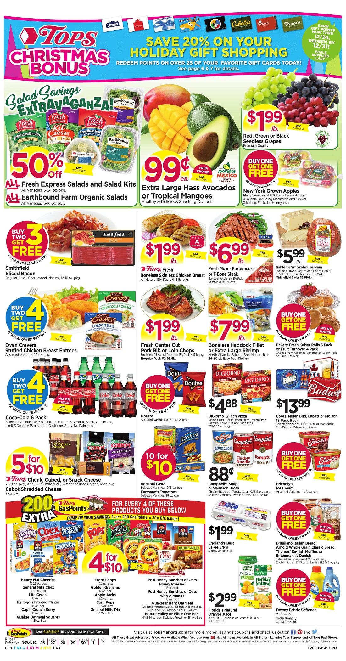 Tops Markets Ad Scan Preview Week Of 11 26 Page 1