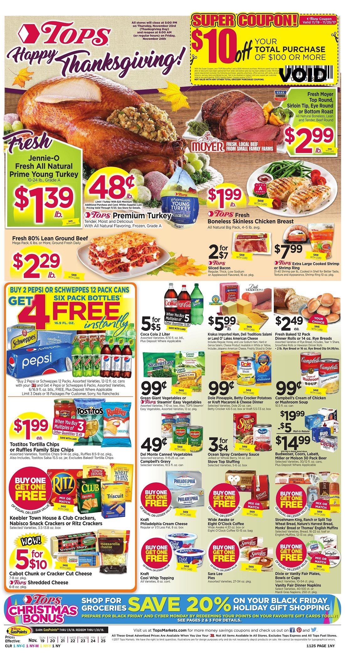 Tops Markets Ad Scan Week 11 19 Page 1