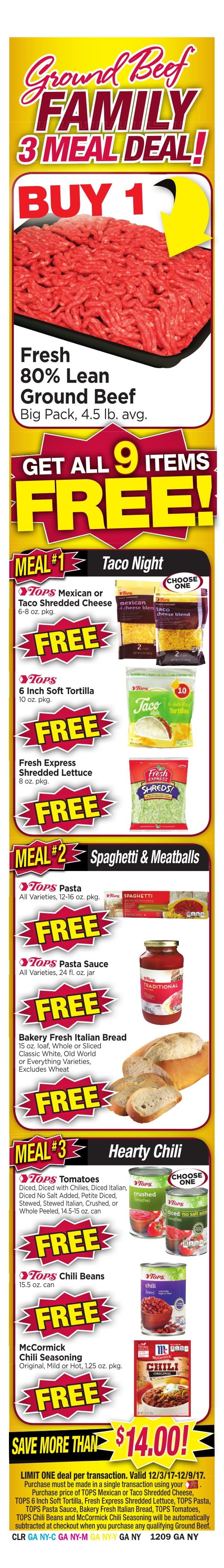 Tops Markets Ad Scan Week Of 12 3 Meal Deal