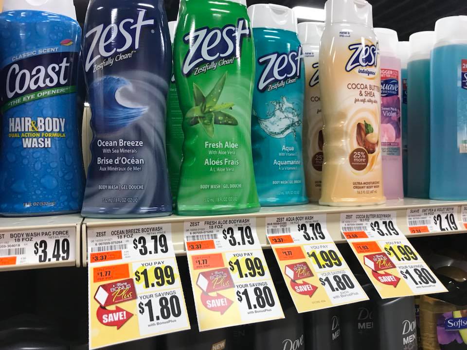 Zest Body Wash At Tops