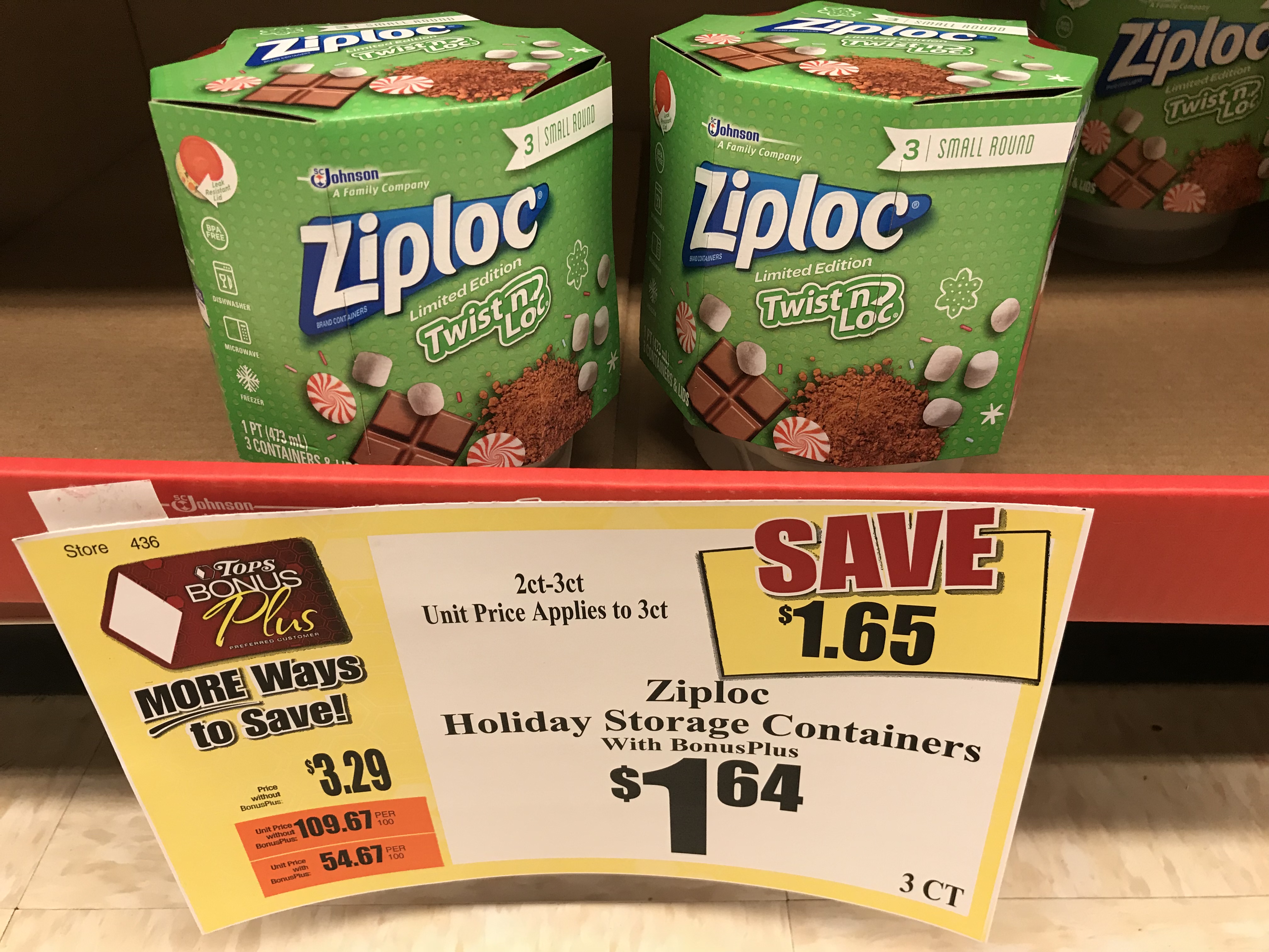 Holiday Themed Clearanced Ziploc items at Tops Markets 