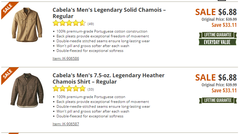 Cabellas Clearanced Items