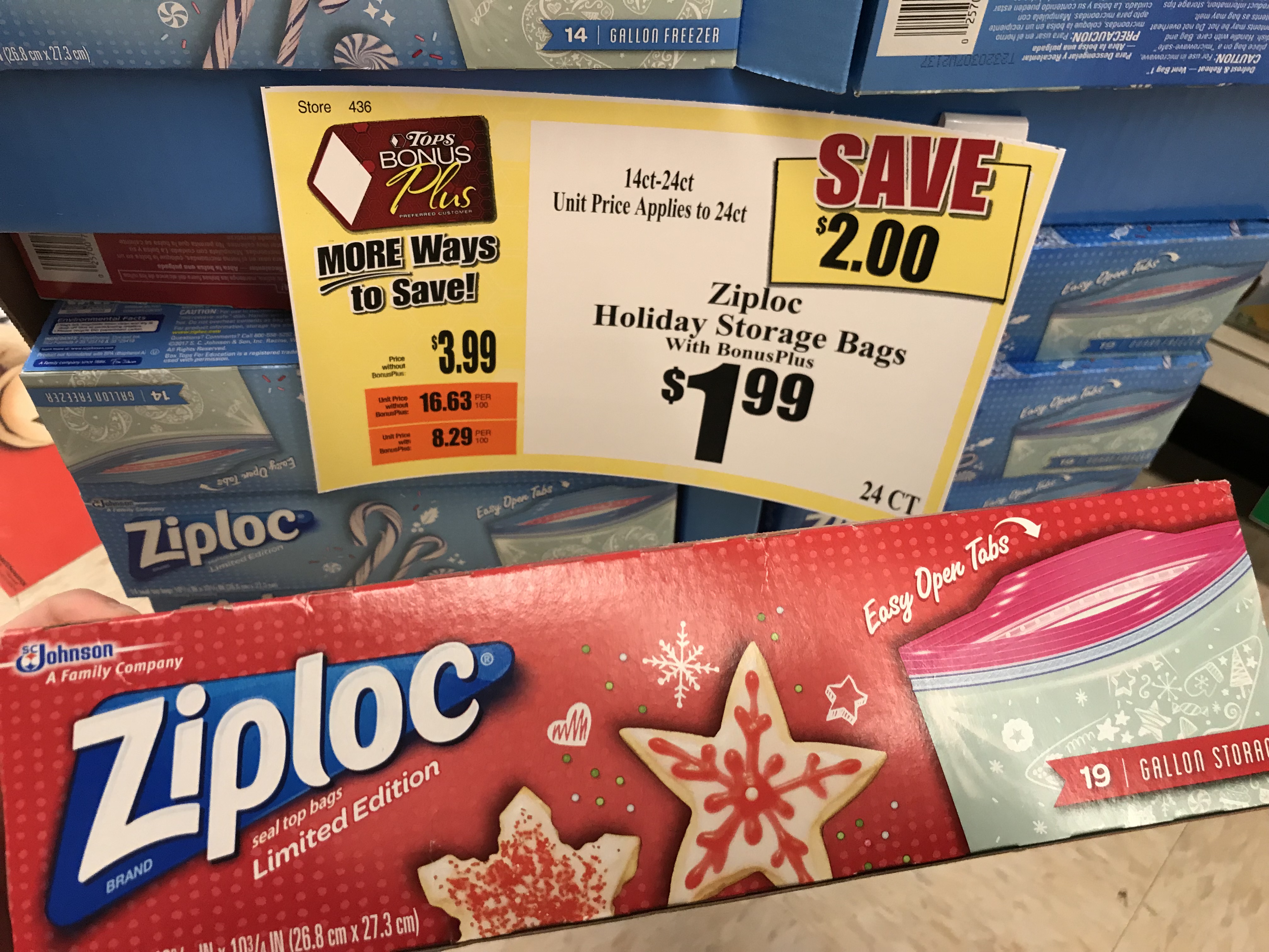 Holiday Ziploc Containers Clearanced At Tops Markets
