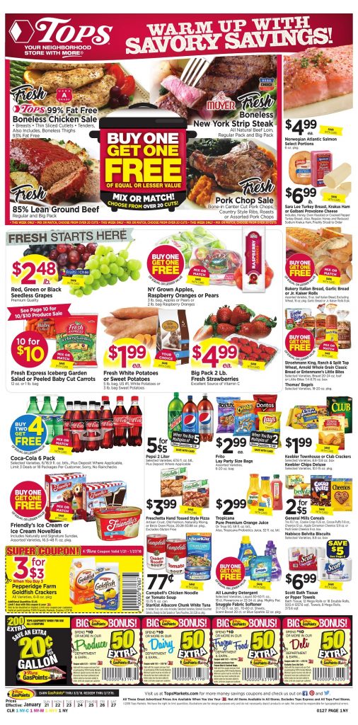Tops Markets Ad Scan Week 1 21 18 Page 1