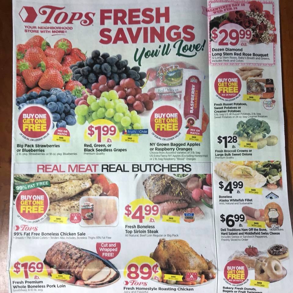Tops Markets Ad Scan Week 2 4 18 Page 1a