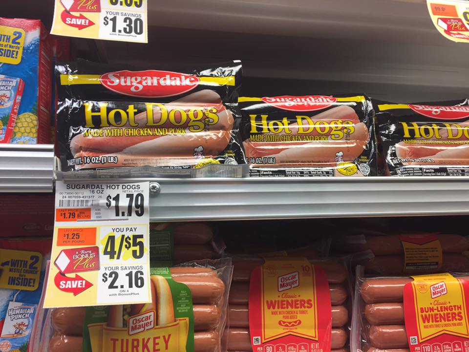 Sugardale Hot Dogs At Tops