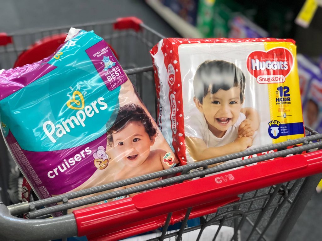 Pampers and Huggies Diapers CVS Cart