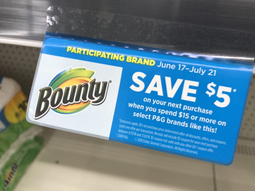 List of Qualifying $5 Coupon wyb $15+ PG Items at Dollar General 