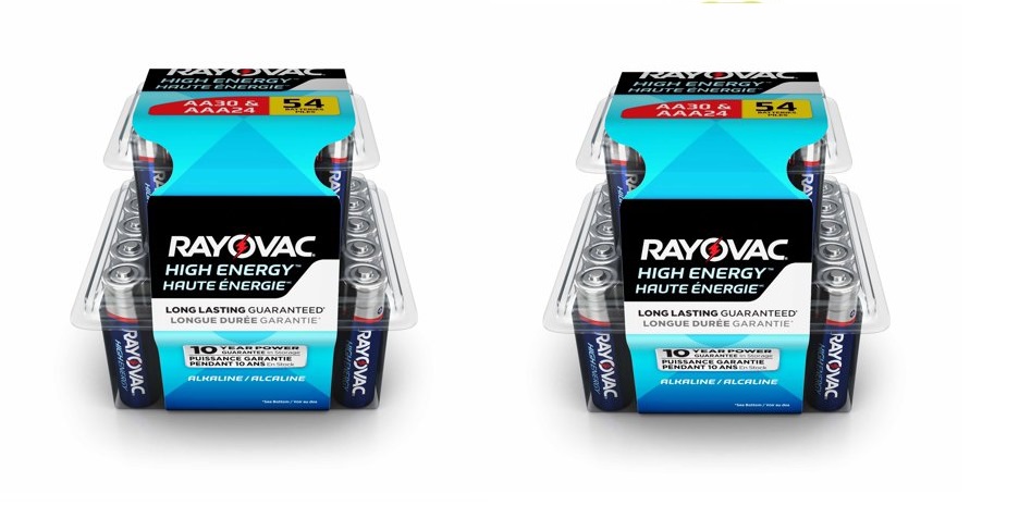 Rayovac High Energy Alkaline, 30 AA & 24 AAA Batteries, 54 Count